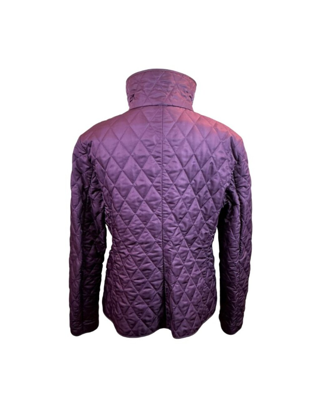 Burberry Womens Quilted Purple Jacket XLButton Closure Plaid-Lined Collar/Cuffs - Picture 8 of 16